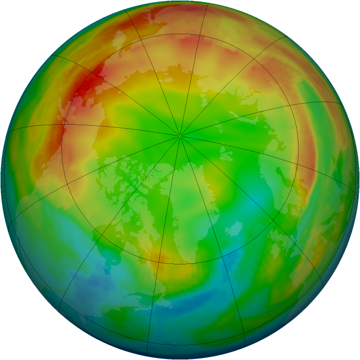 Arctic ozone map for 16 January 1980